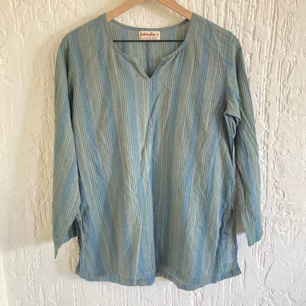 Fabindia Blue Striped Women's Top